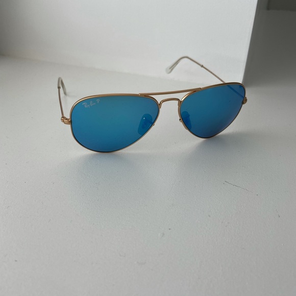 Ray-Ban Polarized Blue Aviator Flash Lenses + Case - Picture 2 of 4